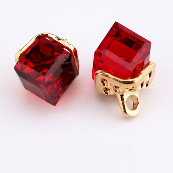 12mm Square Crystal Glass Decorative Mini Buttons 10pcs - Image 3