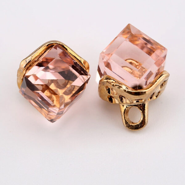 12mm Square Crystal Glass Decorative Mini Buttons 10pcs - Image 4