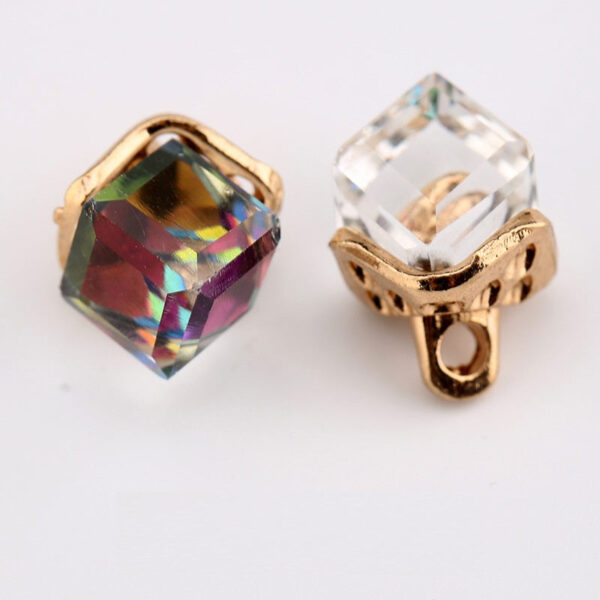 12mm Square Crystal Glass Decorative Mini Buttons 10pcs - Image 7