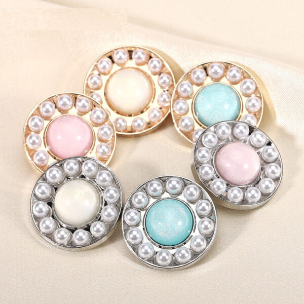 18-25mm Round Metal Resin Pearl Buttons with Shank 10pcs - Image 2