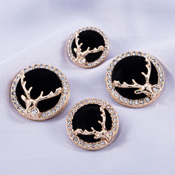 18-25mm Golden Deer Head Diamond Metal Shank Buttons 10pcs - Image 3