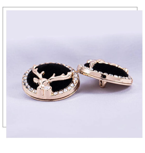 18-25mm Golden Deer Head Diamond Metal Shank Buttons 10pcs - Image 2
