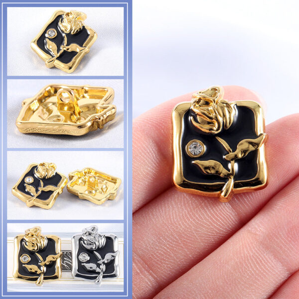 18-23mm Vintage Gold Silver Rose Metal Rhinestone Buttons 20 Pack(2 Sizes) - Image 2
