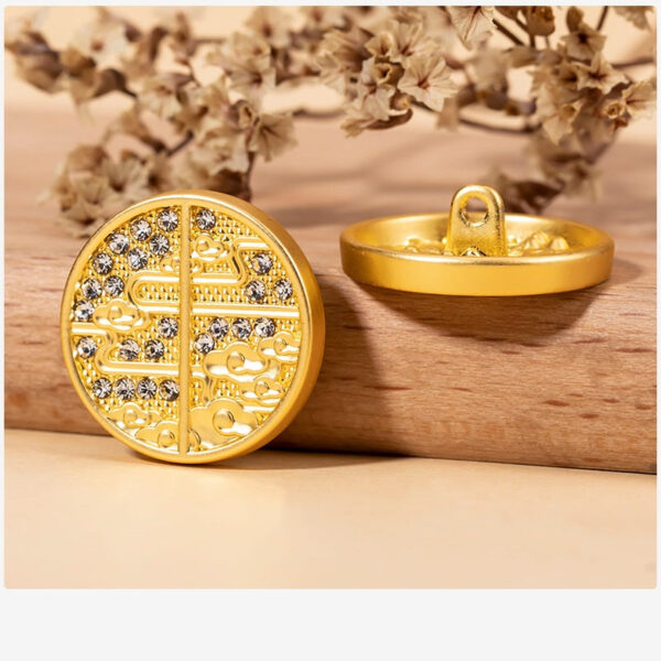15-23mm Chinese Auspicious Cloud Rhinestone Metal Buttons 20pcs - Image 5