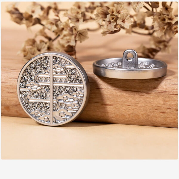 15-23mm Chinese Auspicious Cloud Rhinestone Metal Buttons 20pcs - Image 6