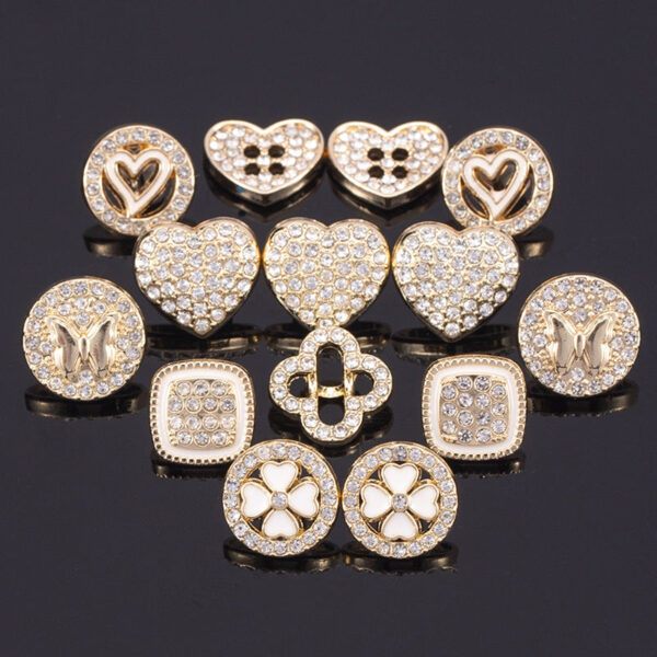 11-13mm Golden Metal Rhinestone Shirt Buttons 70 Pack - Image 3