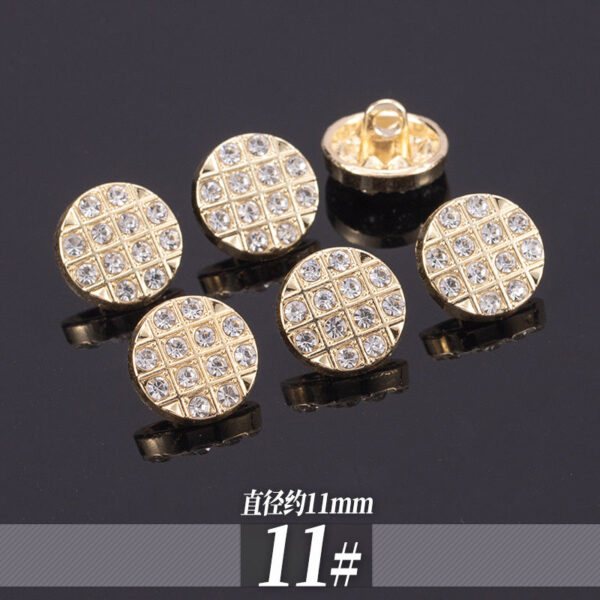 11-13mm Golden Metal Rhinestone Shirt Buttons 70 Pack - Image 15