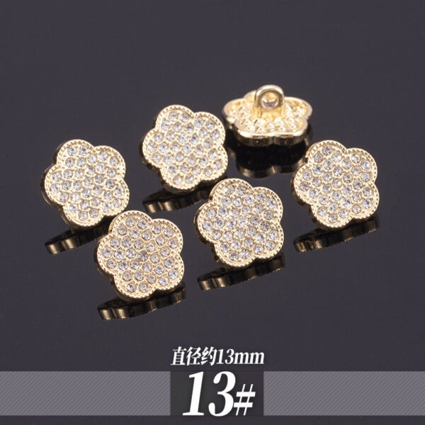 11-13mm Golden Metal Rhinestone Shirt Buttons 70 Pack - Image 17