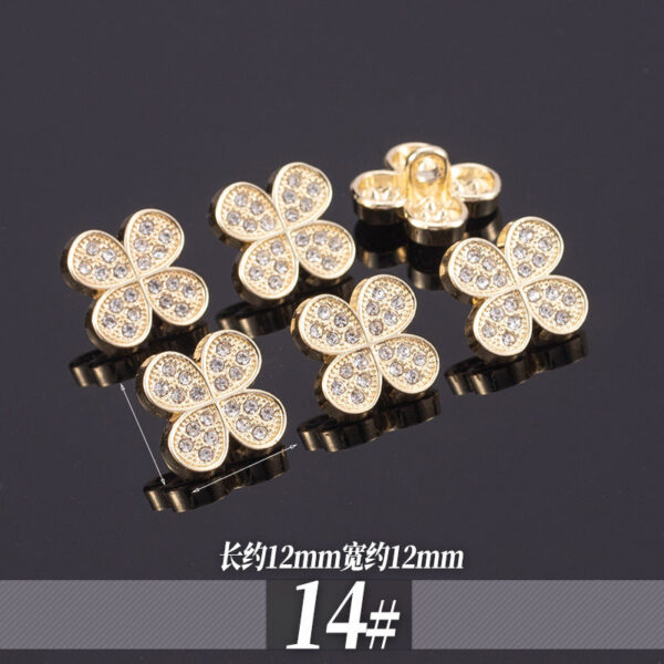 11-13mm Golden Metal Rhinestone Shirt Buttons 70 Pack - Image 18