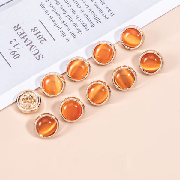 16L Natural Cat's Eye Stone Pearlescent Metal Shirt Buttons 45 Pack