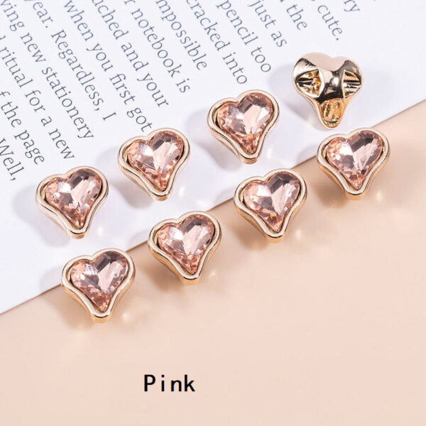 16L Heart-Shaped Crystal Metal Buttons for Women's Shirts 12pcs