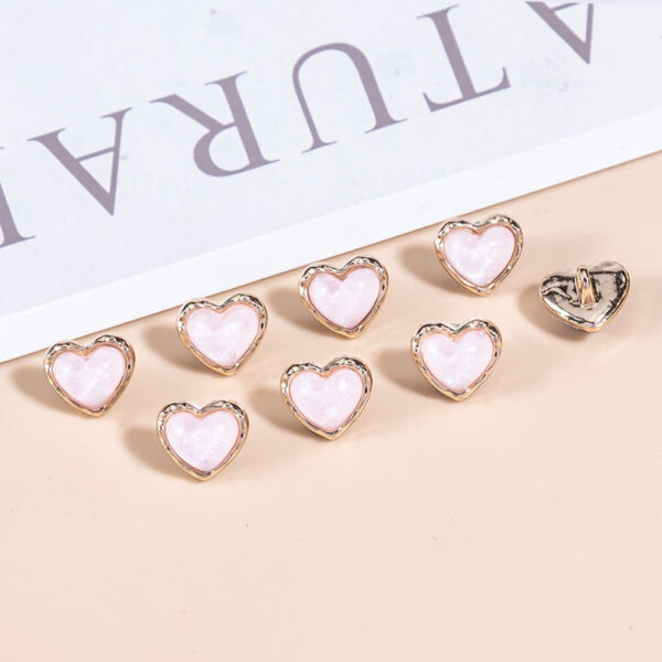 23L Heart-Shaped Pearlescent Metal Shirt Buttons 35 Pack(7 Colors) - Image 9