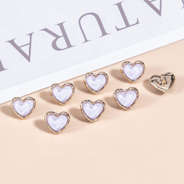 23L Heart-Shaped Pearlescent Metal Shirt Buttons 35 Pack(7 Colors) - Image 8