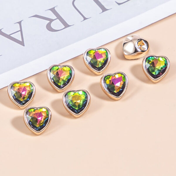 10mm Heart-Shaped Crystal Glass and Metal Shirt Buttons 35 Pack - Image 11