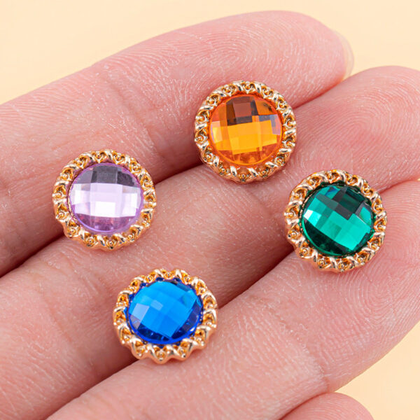 18L Acrylic Transparent Diamond Metal Shirt Buttons 80 Pack(16 Colors) - Image 4