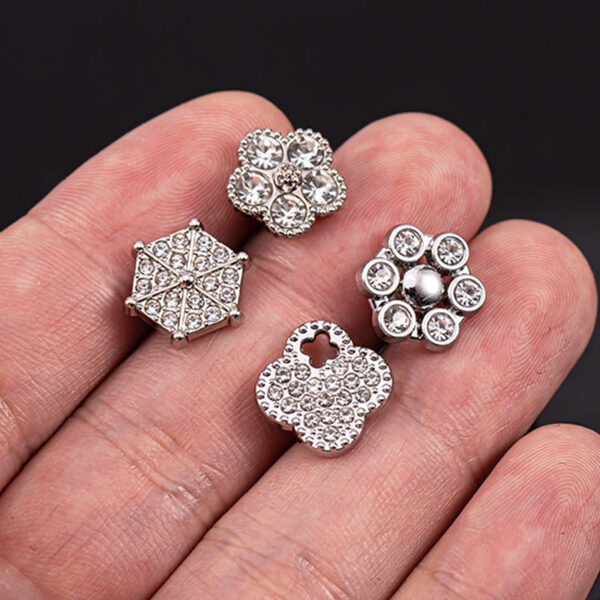 11-12mm Silver Metal Rhinestone Shirt Buttons 85 Pack(17 Styles) - Image 3