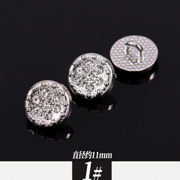 11-12mm Silver Metal Rhinestone Shirt Buttons 85 Pack(17 Styles) - Image 6