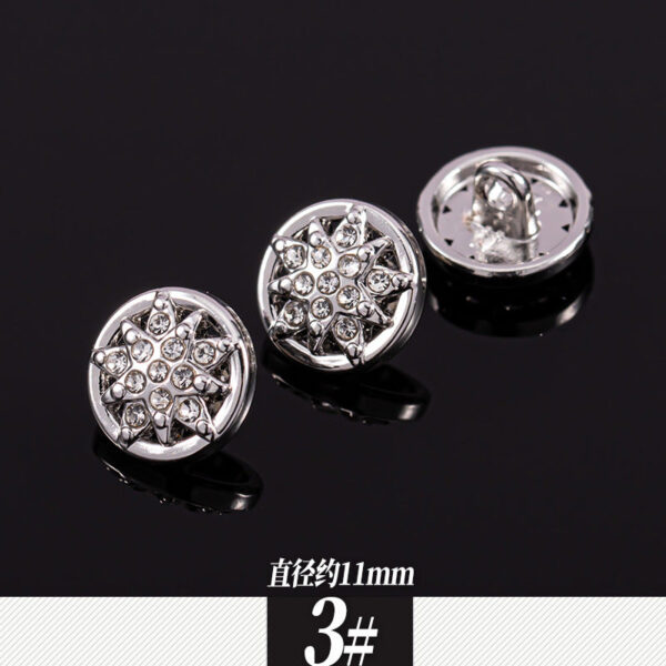 11-12mm Silver Metal Rhinestone Shirt Buttons 85 Pack(17 Styles) - Image 8