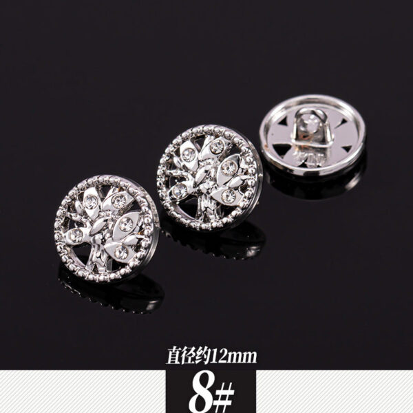 11-12mm Silver Metal Rhinestone Shirt Buttons 85 Pack(17 Styles) - Image 13