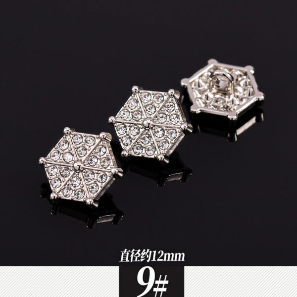 11-12mm Silver Metal Rhinestone Shirt Buttons 85 Pack(17 Styles) - Image 14