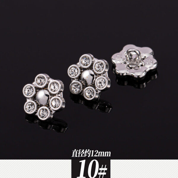 11-12mm Silver Metal Rhinestone Shirt Buttons 85 Pack(17 Styles) - Image 15