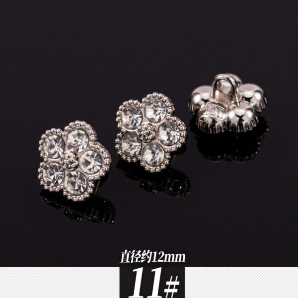 11-12mm Silver Metal Rhinestone Shirt Buttons 85 Pack(17 Styles) - Image 16
