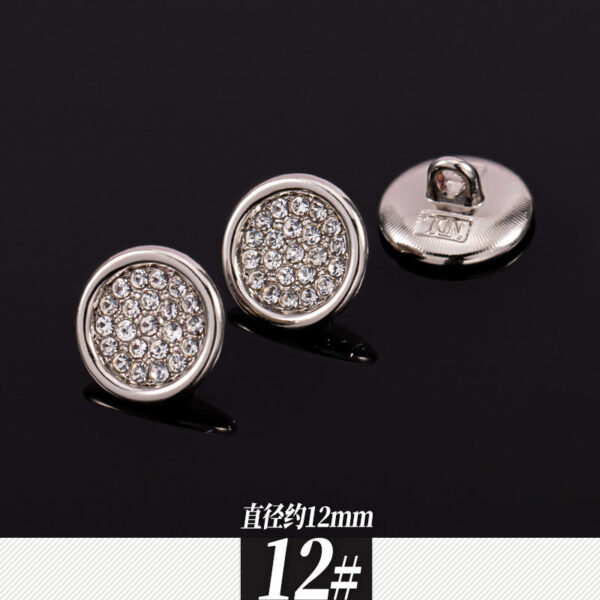 11-12mm Silver Metal Rhinestone Shirt Buttons 85 Pack(17 Styles) - Image 17