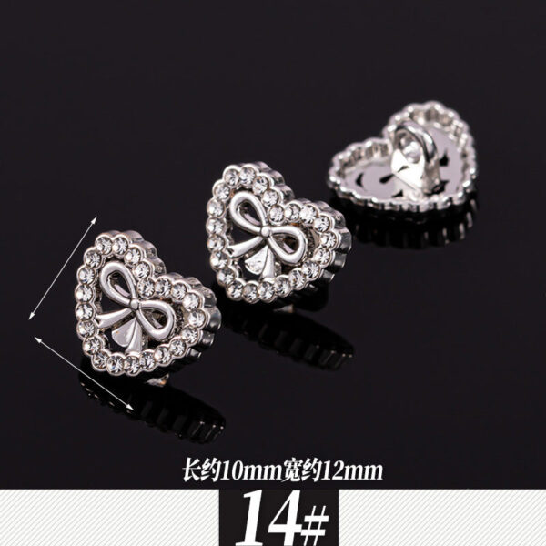 11-12mm Silver Metal Rhinestone Shirt Buttons 85 Pack(17 Styles) - Image 19