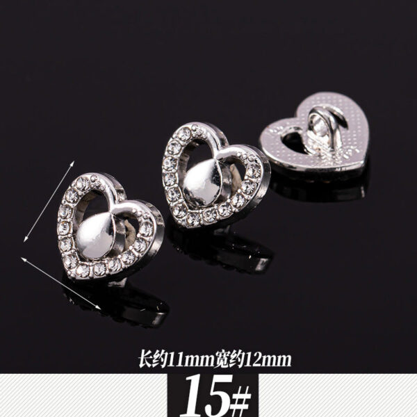 11-12mm Silver Metal Rhinestone Shirt Buttons 85 Pack(17 Styles) - Image 20