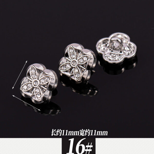11-12mm Silver Metal Rhinestone Shirt Buttons 85 Pack(17 Styles) - Image 21