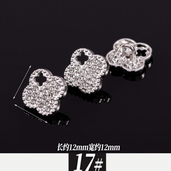 11-12mm Silver Metal Rhinestone Shirt Buttons 85 Pack(17 Styles) - Image 22