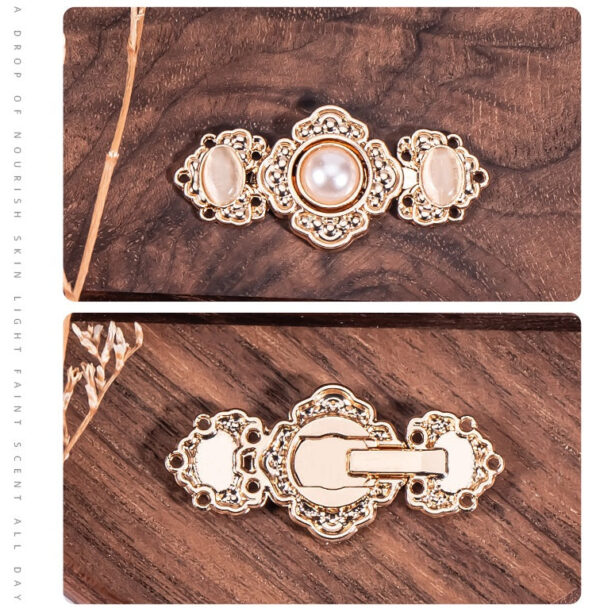 Chinese Traditional Garments Metal Buckle Button Embossed Flower 8 Pack - Image 4