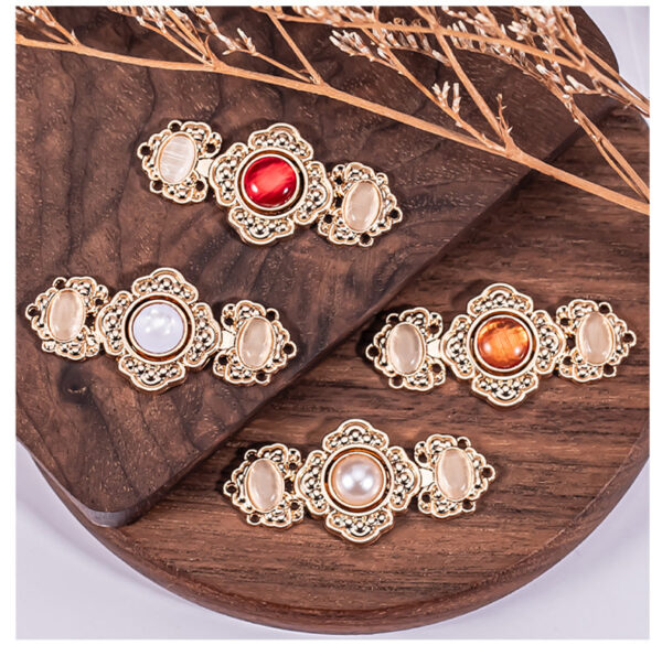 Chinese Traditional Garments Metal Buckle Button Embossed Flower 8 Pack - Image 5