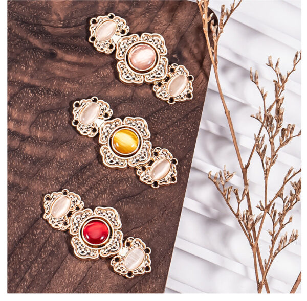 Chinese Traditional Garments Metal Buckle Button Embossed Flower 8 Pack - Image 6