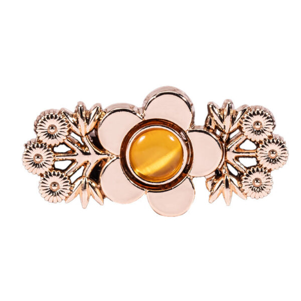 Chinese Cat's Eye Stone Branch Flower Hanfu Metal Lock Button 8 Pack