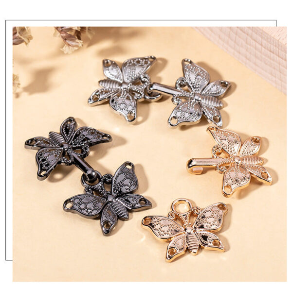 Chinese Butterfly Metal Lock Button for Cheongsam Hanfu 12 Pack - Image 3