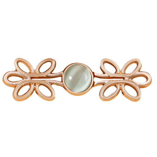 Chinese Five-Leaf Clover Hanfu Metal Lock Button Cat's Eye Stone 8 Color Pack