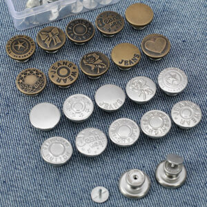 27L Adjustable Jeans Metal Button No Punching Required 100 Pack(20 Styles)