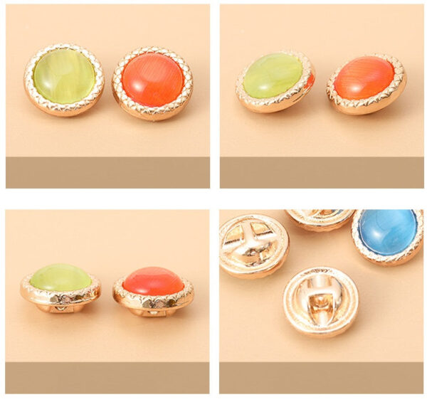16L Round Resin Metal Shirt Buttons 55 Pack (11 Colors) - Image 4