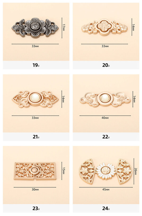 Chinese Style Hanfu Cheongsam Metal Lock Buttons 24 Pack - Image 10