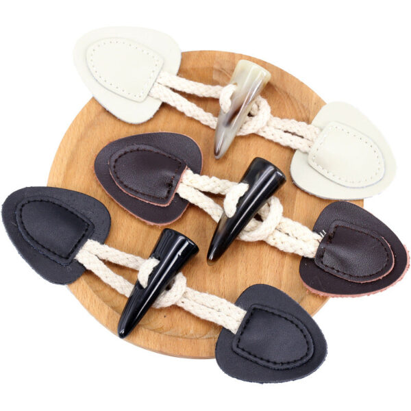 Genuine Leather Horn Toggle Buttons Coat Windbreaker Fasteners 5pcs - Image 7