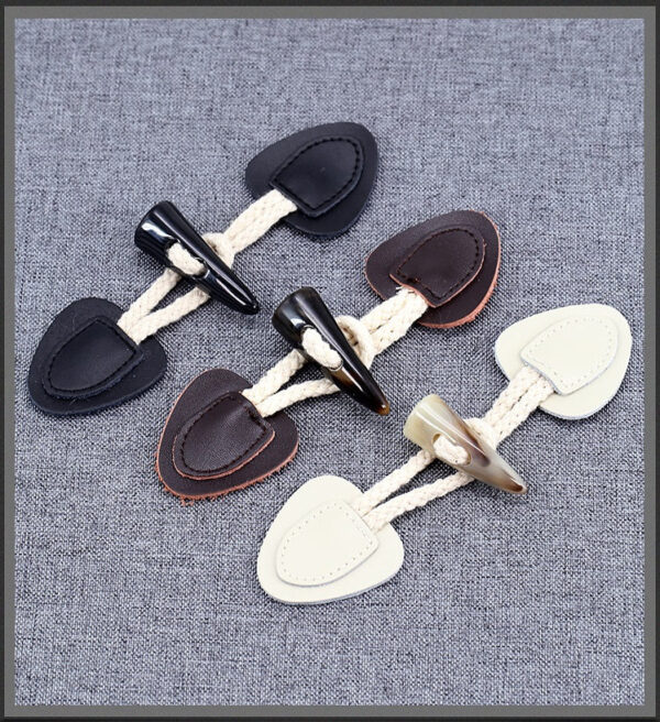 Genuine Leather Horn Toggle Buttons Coat Windbreaker Fasteners 5pcs - Image 6