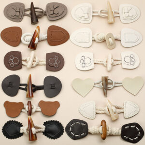 Leather and Resin Horn Buttons - Women's Coat Fasteners 12 Pack 