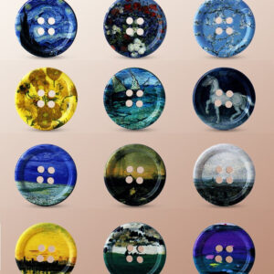 18-34mm Round Art Oil Painting Resin Buttons 60 Pack(12 Styles)