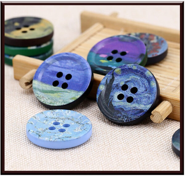 18-34mm Round Art Oil Painting Resin Buttons 60 Pack(12 Styles) - Image 6