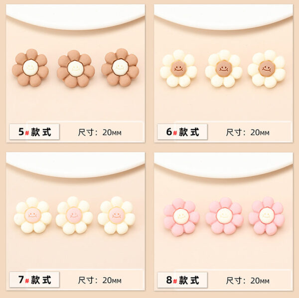 15 Style Colorful Flower Resin Buttons for Children's Sweaters 75 Pack