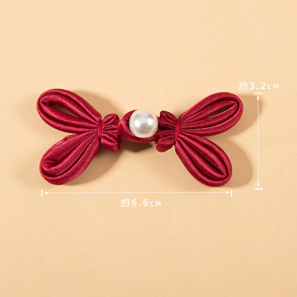 Chinese Handmade Woven Bowknot Pearl Chinese Knot Button 10 Pack - Image 3