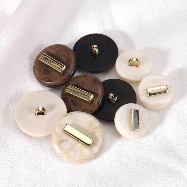 Beige Brown Electroplated Plastic Resin Round Combination Buttons 20pcs - Image 3