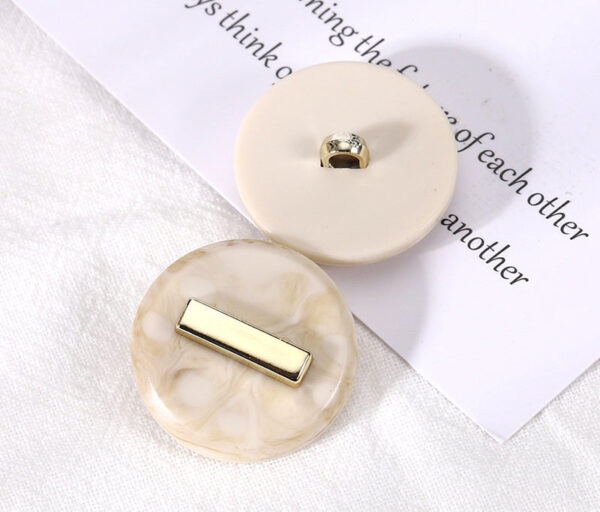 Beige Brown Electroplated Plastic Resin Round Combination Buttons 20pcs - Image 4