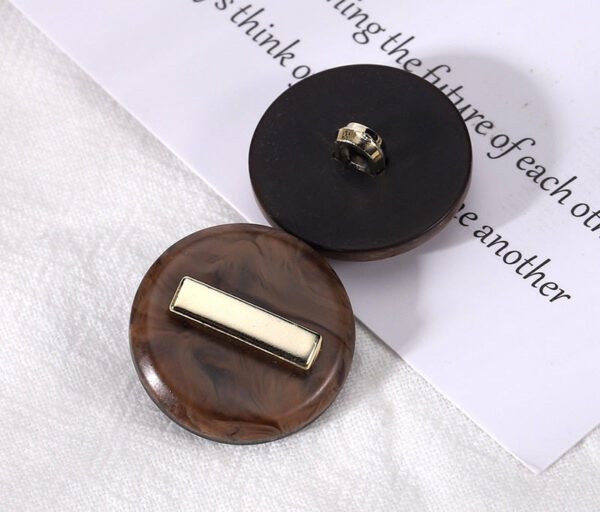 Beige Brown Electroplated Plastic Resin Round Combination Buttons 20pcs - Image 5